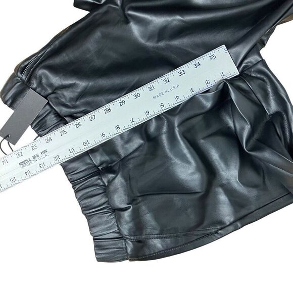 Blank NYC Pants WMNS S Black Faux Leather Cropped Straight Pockets Elastic Waist - Picture 7 of 15